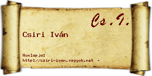 Csiri Iván névjegykártya